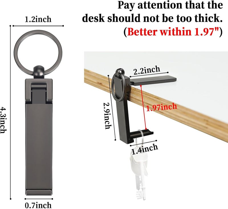 BULFULL Purse Hook for Table, Instant Bag Purse Hook Hanger Holder for Table Desk Folding Handbag Table Hook Hanger for Women Mobile Phone Stand Holder (Black) - Image 4
